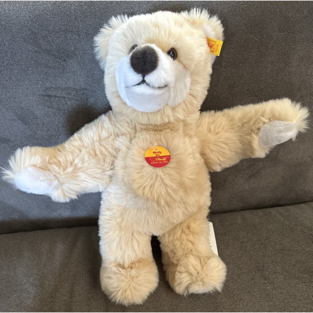 Steiff 14" Germany Tan Molly Bear Stuffed Plush Animal 100130 Ear Button NWT